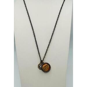Vintage Dark Brown Appearance Chain with 2 Pendants Necklaces